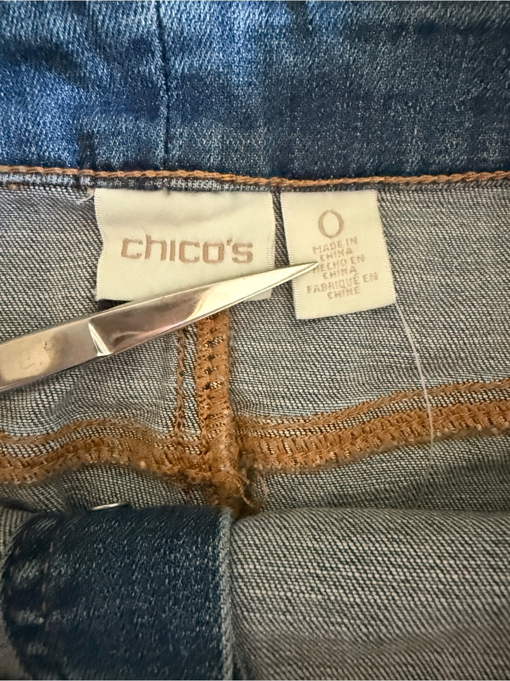Chico's Blue Denim Button-Front Pencil Skirt - Picture 3 of 4